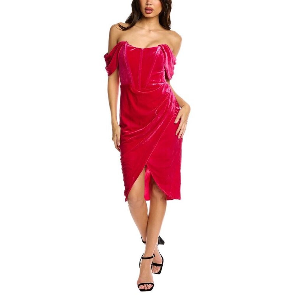 Black By Bariano Womens  Zoe Midi Dress, Pink